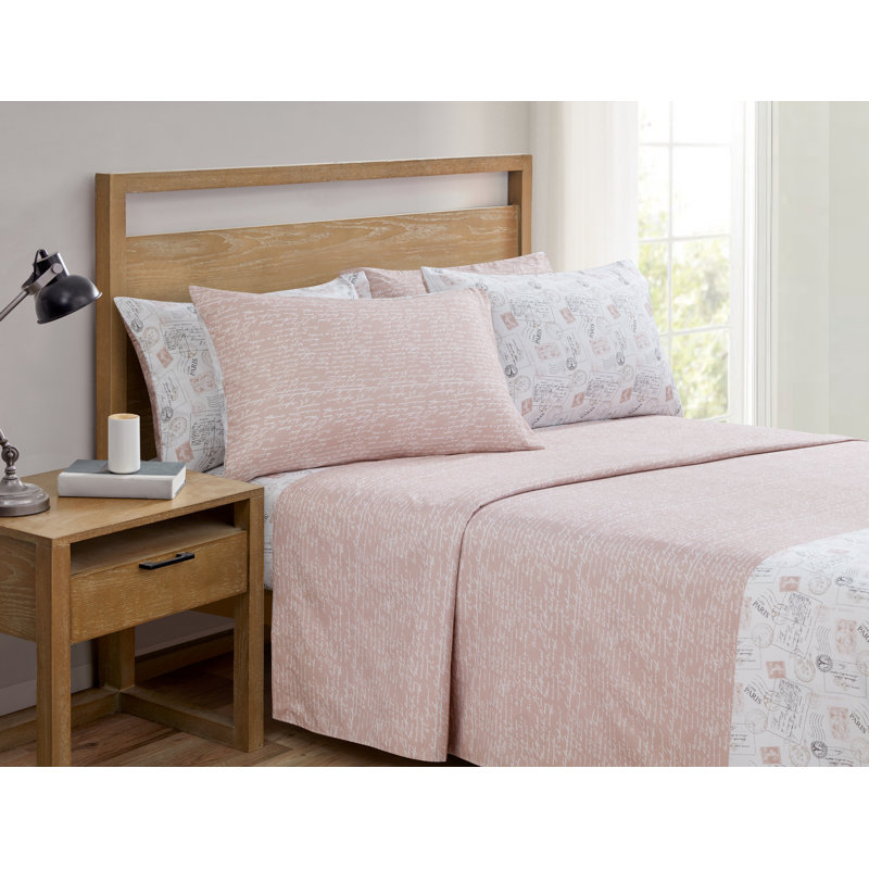 Parisian Stamp Rose Sheet Set, Queen Sheet Set + 4 Additional pieces