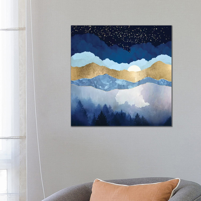 Forêt de minuit - impression, Toile tendue, Pas de tapis, H 26 po x l 26 po x P 1,5 po