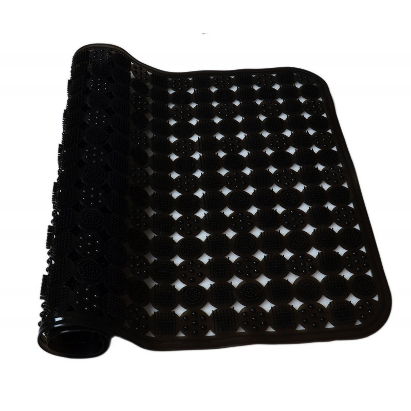Tapis de douche à formes géométriques Aaleigha, Noir