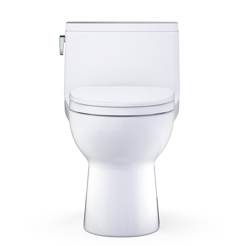 TOTO Redington One-Piece Elongated 1.28 GPF WASHLET+ and Auto Flush Ready Universal Height Toilet with CEFIONTECT and SS124 SoftClose Seat, Cotton White - MS672124CEFG#01