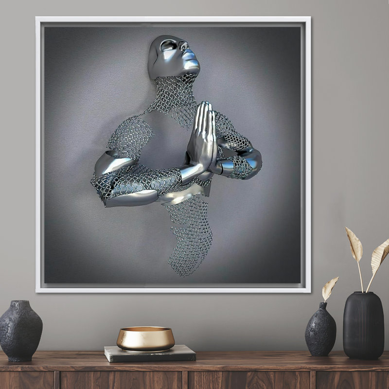 Print on Canvas, Framed Print without Mat, White, 20 cm H x 20 cm W