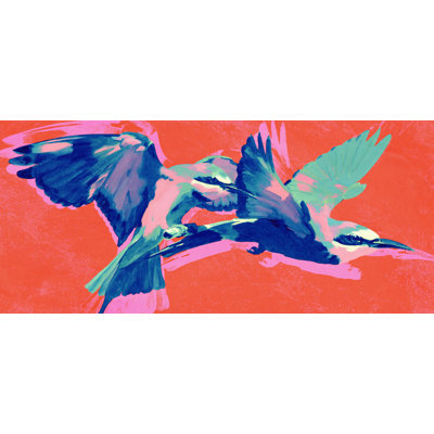 «Vibrant Birds in Flight» par Treechild - Art mural animalier - reproduction encadrée 24 x 16 (or)