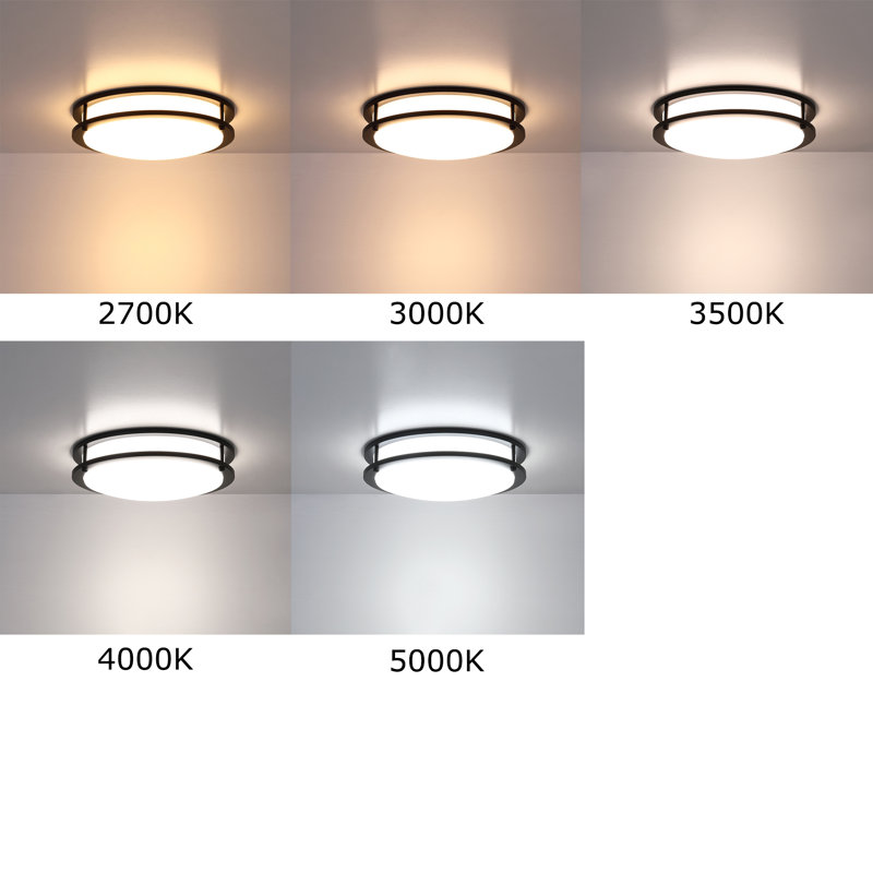 Hanz Selectable LED 2700K, 3000K,3500K, 4000K, 5000K Flush Mount Ceiling Light, 3.5" H x 12.99" W x 12.99" D, Matte Black