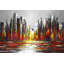 «Abstract Red Skyline» - Toile encadrée moderne