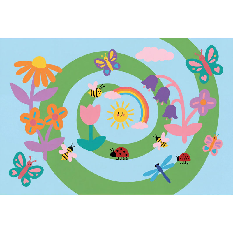 Caricature de jardin ludique, 100 po x 96 po, Peler et coller