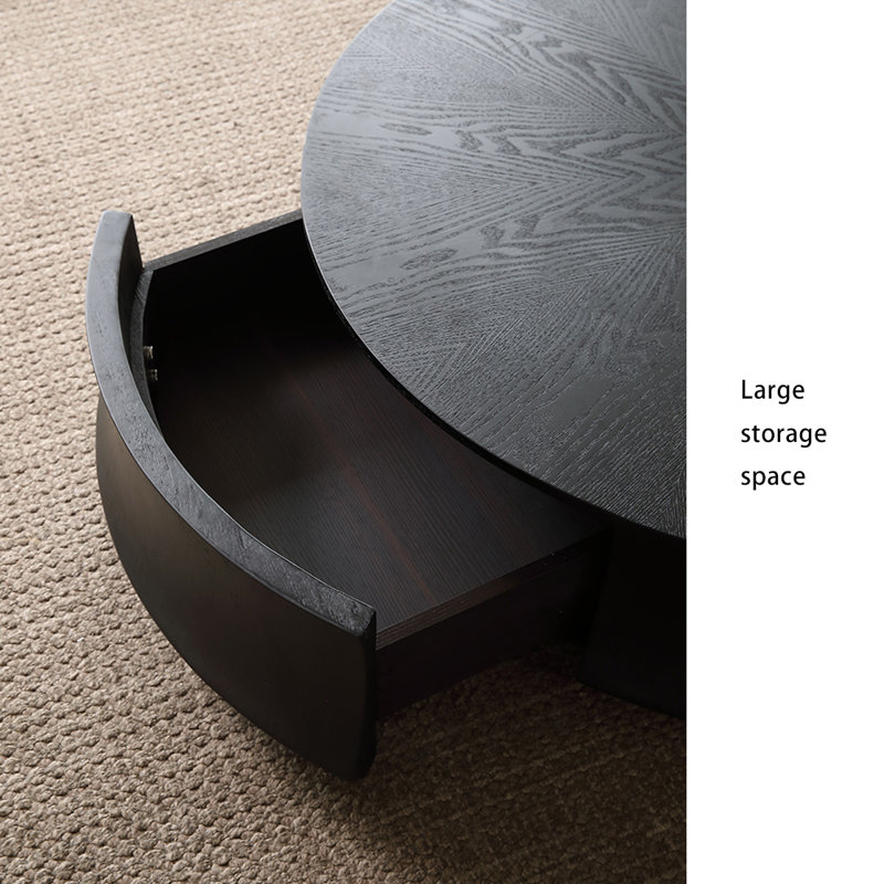 Table basse ronde en bois manufacturé noir