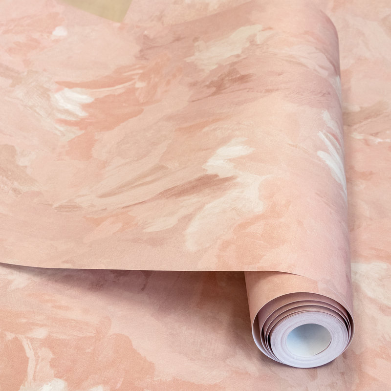 Julie Feels Home Collection Glitter/Shimmer Abstract Plain Paeonia Wallpaper Roll, Blush
