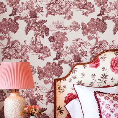 Blooming Garden Collection Toile Garden Wallpaper Roll