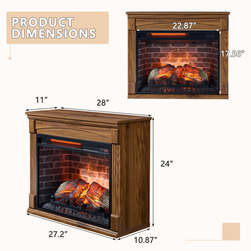 Alen 28 Inch TV Media Entertainment Center With Plug-in Electric Fireplace With Remote Control
