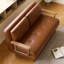 Brown Waxed Leather Double Sofa Bed, 150cm Mid-Century Design with Metal Arms and Legs Fast Dispatch From UK Warehouse – Dispatched Within 2 Days