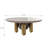 39"  Round Metal and Stone Coffee Table with Hemisphere Base, Modern Luxury Design