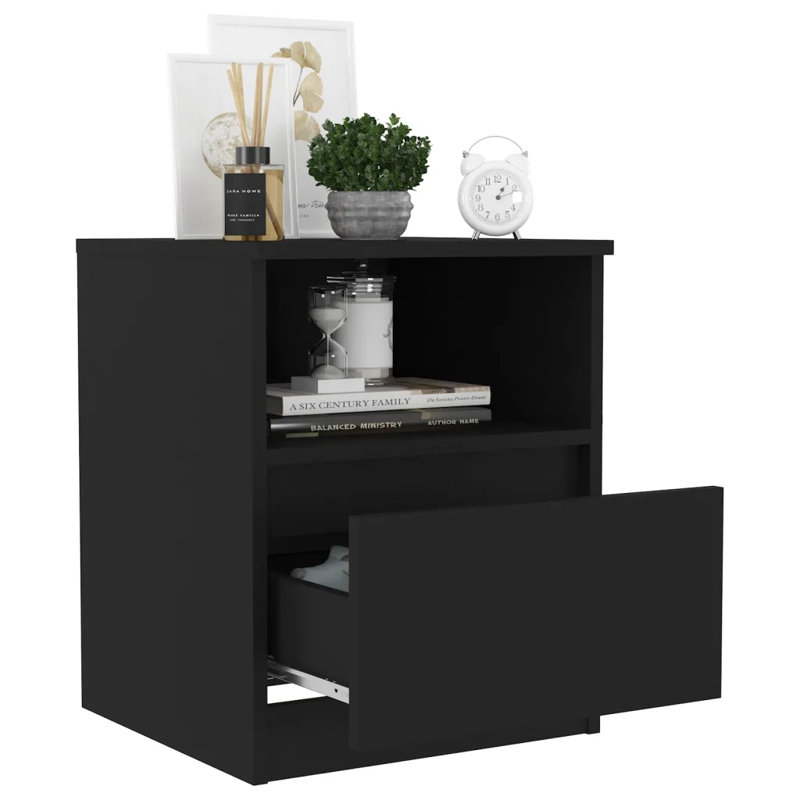 Gilleod Bedside Table, Black, 1