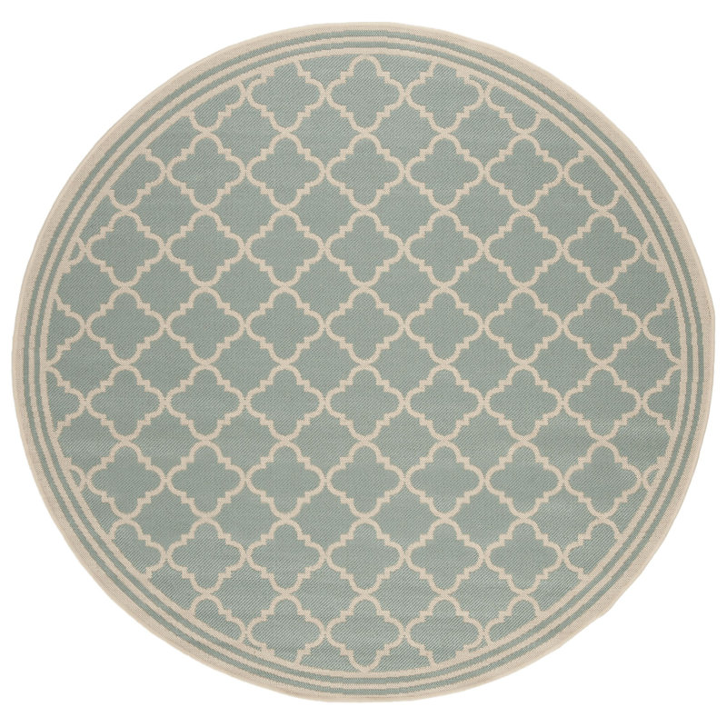 Tapis d'intérieur / extérieur à motif géométrique 100 pièces Ferrill Linden, Rond 6 pi 7 po