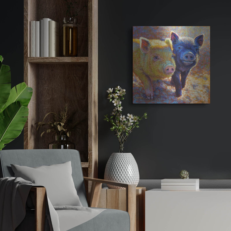 «Piggy Pals» par Rita Kirkman, art mural en métal, H 24 po x l 24 po