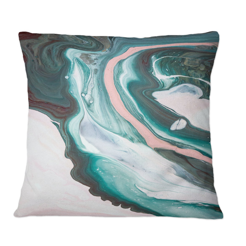 Coussin décoratif rose et bleu clair - imprimé moderne, 16 po x 16 po