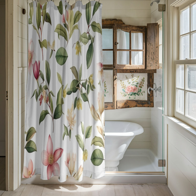Rideau de douche standard 1 pièce Timeless Flower Art, H 74 po x l 71 po
