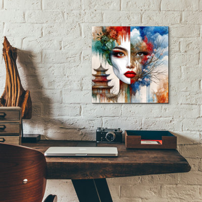 Art mural en verre épique «Blossom Divided» par Rey Klimt, 12 po x 12 po