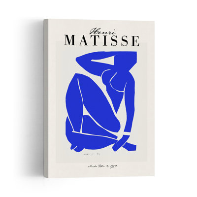 Seated Blue Nude Abstract Minimalist Modern Wall Art Print