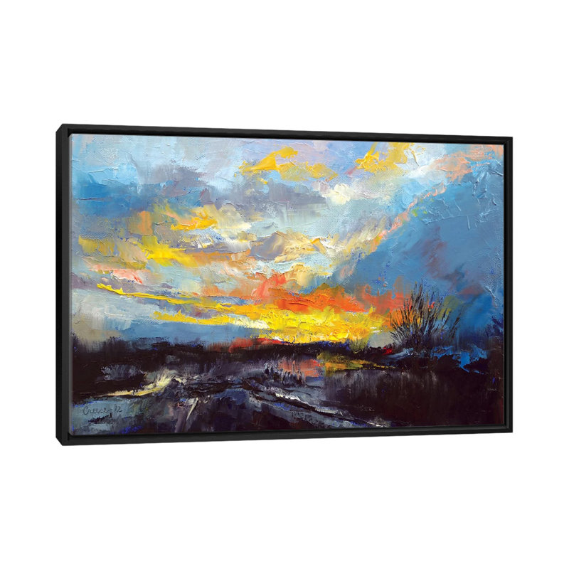 «Winter Evening» par Michael Creese, reproduction sur toile tendue sur châssis, H 18 po x l 26 po x P 1,5 po, Pas de tapis