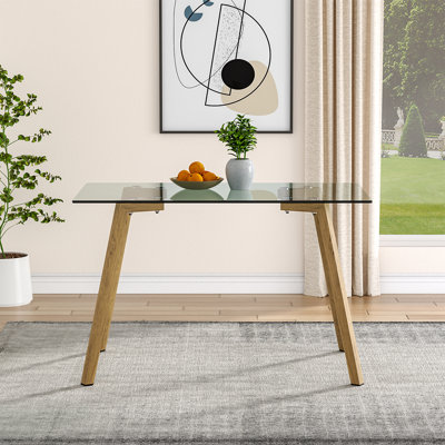 Furman Glass Top Metal Base Dining Table