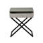 Table taupe avec verre, tiroir, intérieur l 21,5 po, extrémité H 26,5 po et 2,75 po