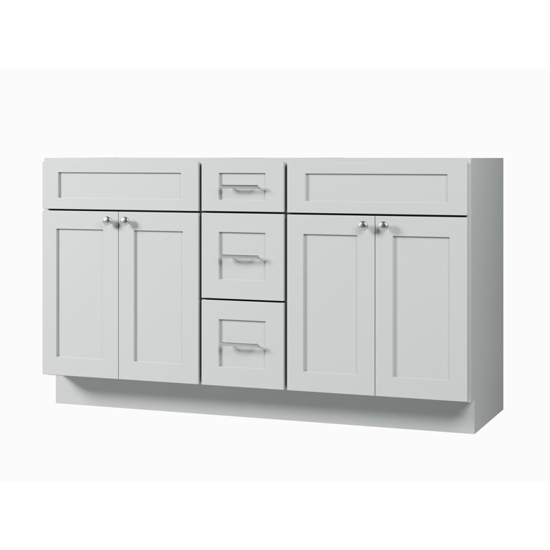 60'' Double Bathroom Vanity Base only, Gray