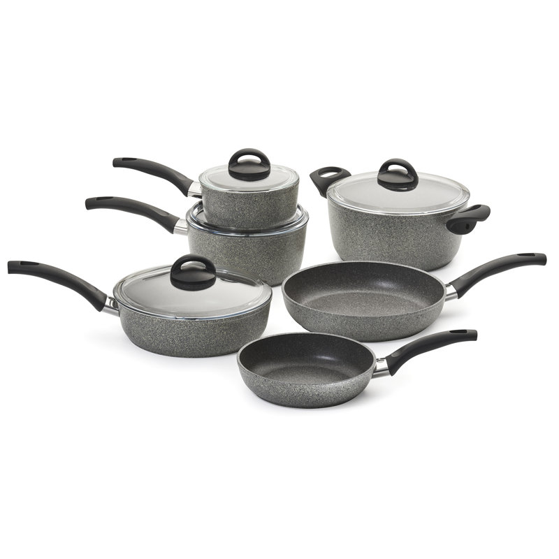 Gray 10-Piece Aluminum Nonstick Cookware Set with Ceramic Finish