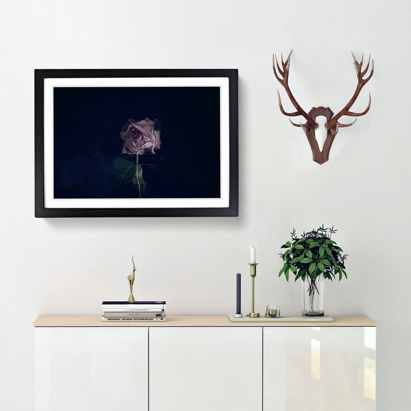 Dying Purple Rose - Picture Frame Graphic Art Print, 48cm H x 65cm W x 2cm D, Black Framed