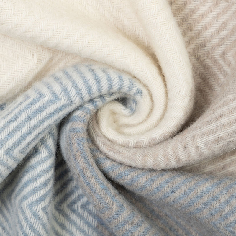 Merino Wool Blanket Gurekam, White/Blue