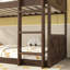 Lit superposé simple au-dessus d'un lit simple avec tête et pied de lit à panneaux, fondation en bois d'hévéa massif avec garde-corps de sécurité, échelle intégrée, chêne antique-2035838917