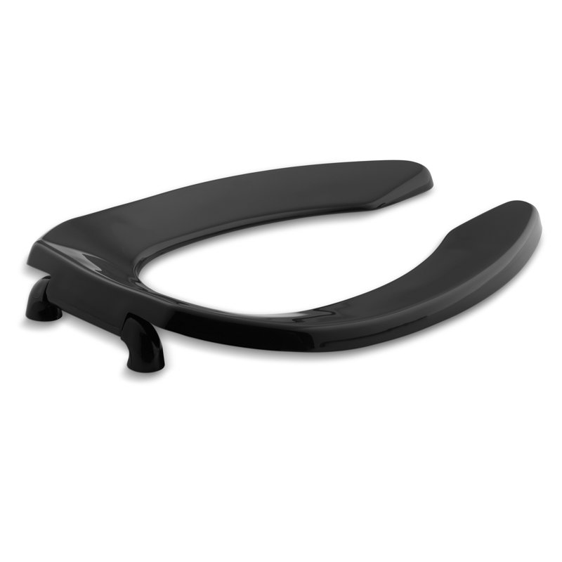 Lustra Elongated Toilet Seat with Check Hinge, In Black Black