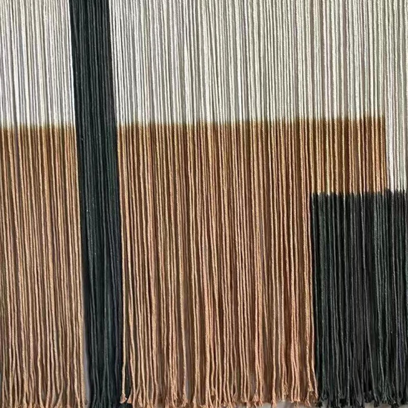 Woven Boho Macrame Wall Hanging Home Decor Tapestry Dip-Dyed Large Modern Fiber Colorful Mountain Landspace For Living Room (Black1)