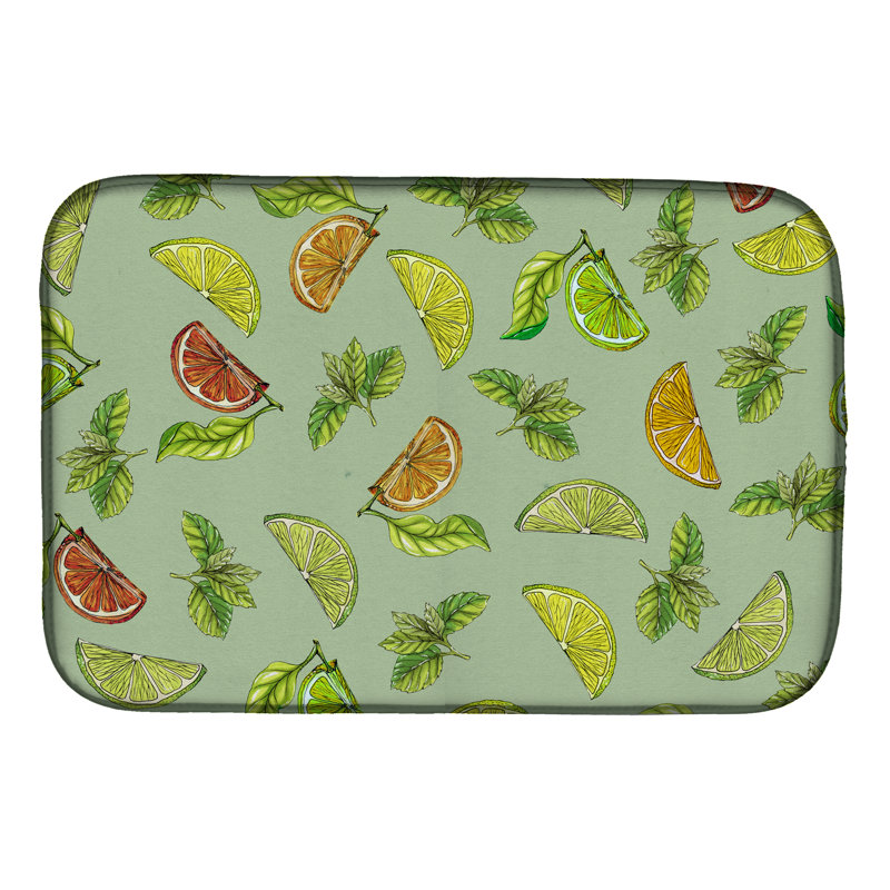 Tapis de séchage citrons, limes et oranges, Vert clair