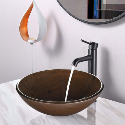Tempered Glass Circular Vessel Bathroom Sink