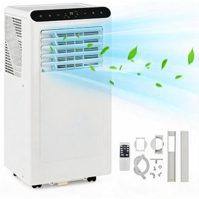Climatiseur portatif 3 en 1 8 000 BTU, refroidissement / déshumidificateur / ventilateur, 48dB silencieux, télécommande, minuterie 24H, ensemble de fenêtre, refroidit 350 pieds carrés, corps et panneau blancs