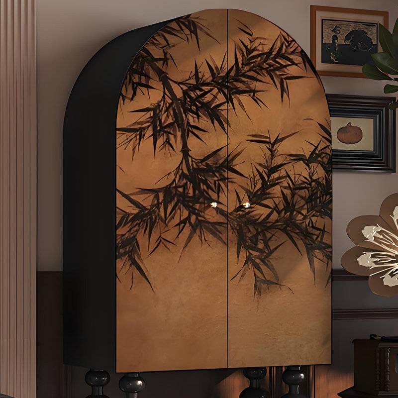 Armoire de rangement vintage en bois massif pour le salon, Noir