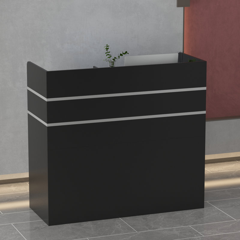 Bureau de réception rectangulaire en bois Galva, Noir