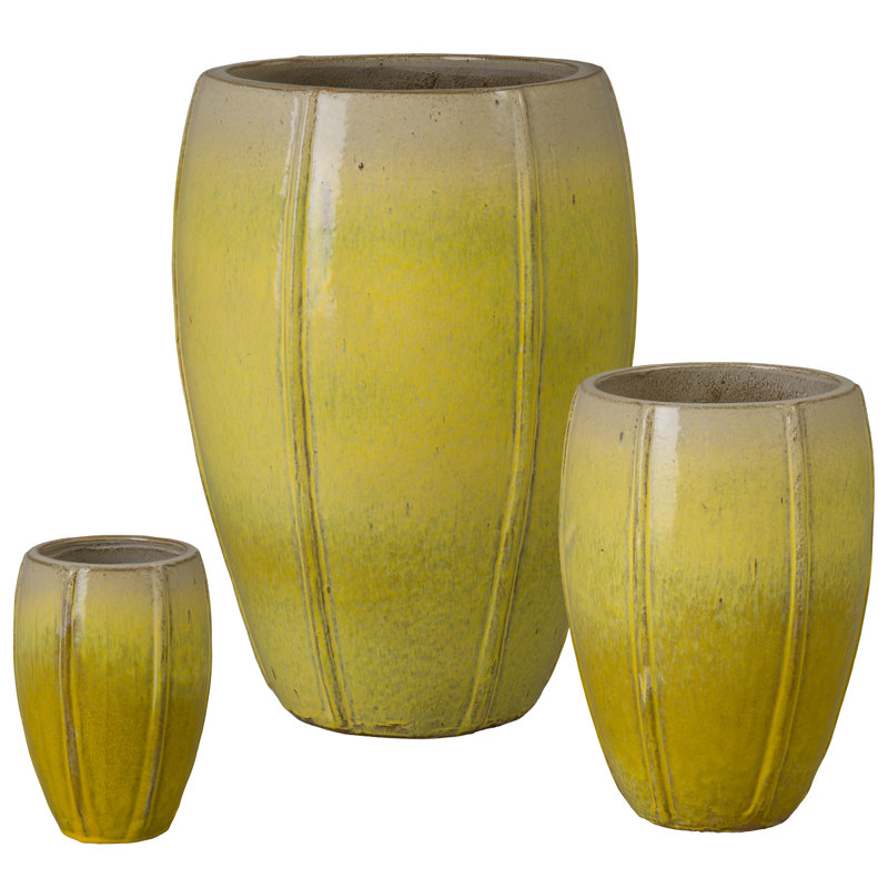 TALL CREST PLANTERS, SNOW 10.25; 15.75; 26"H, Yellow