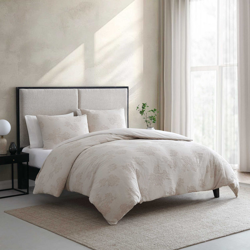 Ensemble de housse de couette en coton beige Vera Vera Roses, Housse de couette pour grand lit et 2 taies décor