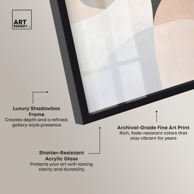 «Curvilinear Quadrants II Shadowbox Print Boho Art» par Art Remedy, H 21 po x l 17 po, Noir