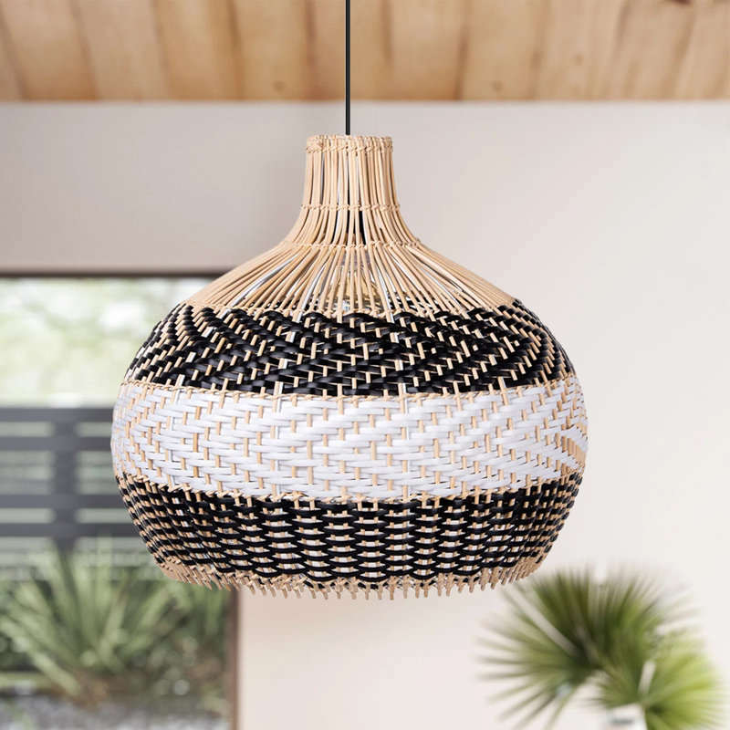 Luminaire suspendu en forme de dôme noir à 1 lumière Stepan, H 23,62 po x l 23,62 po x P 23,62 po