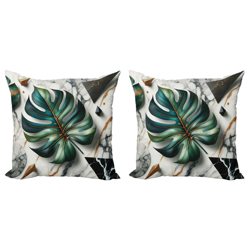 429423_Ambesonne, housse de coussin Monstera, ensemble de 2 art abstrait Mid-Century, H 18 po x l 18 po