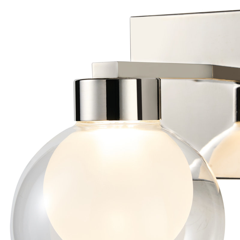 Applique murale 1 lumière Crewe - Finition nickel poli - Extérieur transparent avec abat-jour intérieur en verre givré