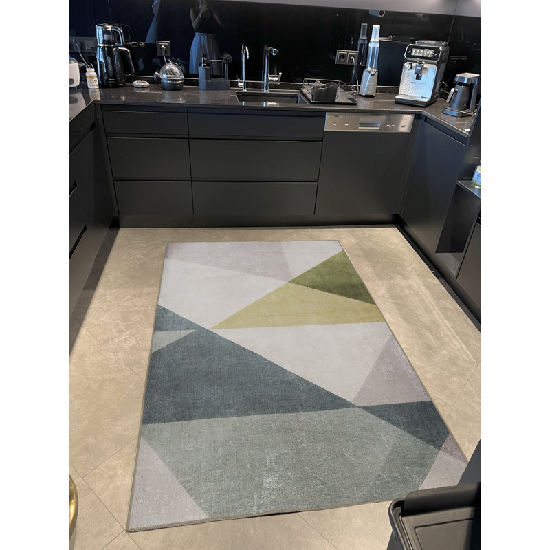 Multi-Colored Stripe Geometric Triangle Shape Patterned Creative Modern Decorative Rug, Rectangle 4'11.06" x 9'10.11"