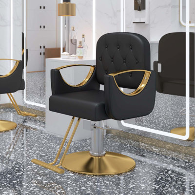 Barber Chair Salon Chair 360 Degrees Rolling Swivel Barber Chairs Hydraulic Hair Chair Capacity Up To 330 Lbs All Purpose Beauty Spa Equipment, Black
