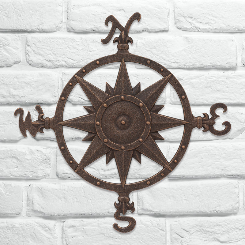 Nauctical Compass Wall Décor, Oil Rubbed Bronze