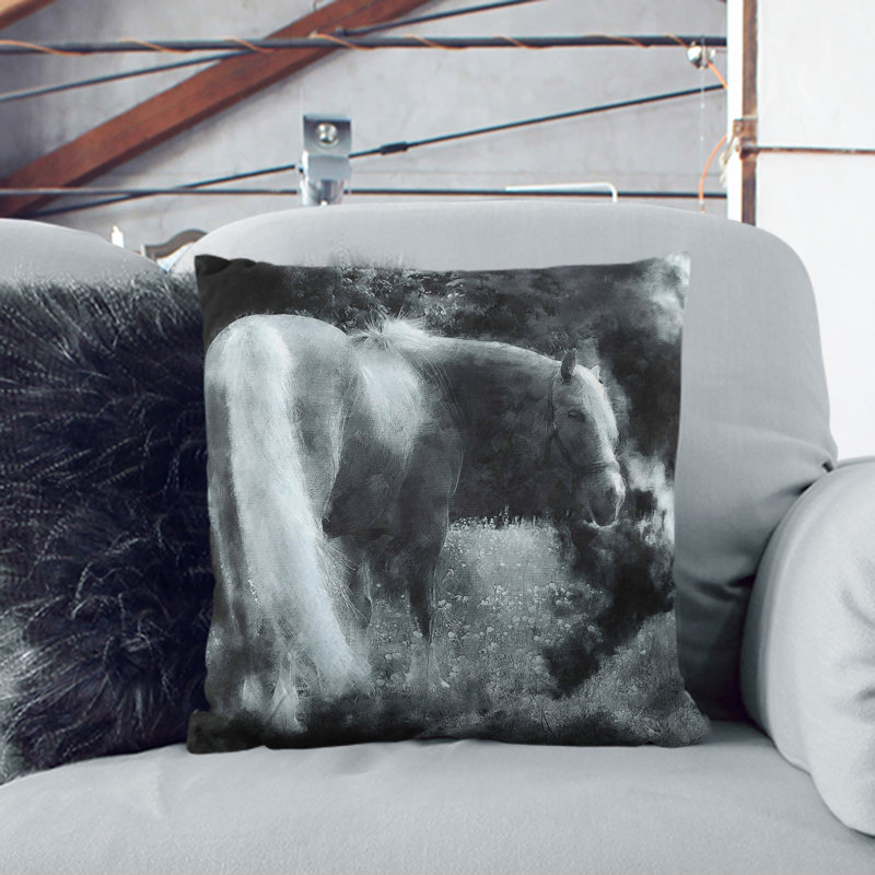 Lone Horse Square Throw Cushion, 40cm H x 40cm W x 15cm D