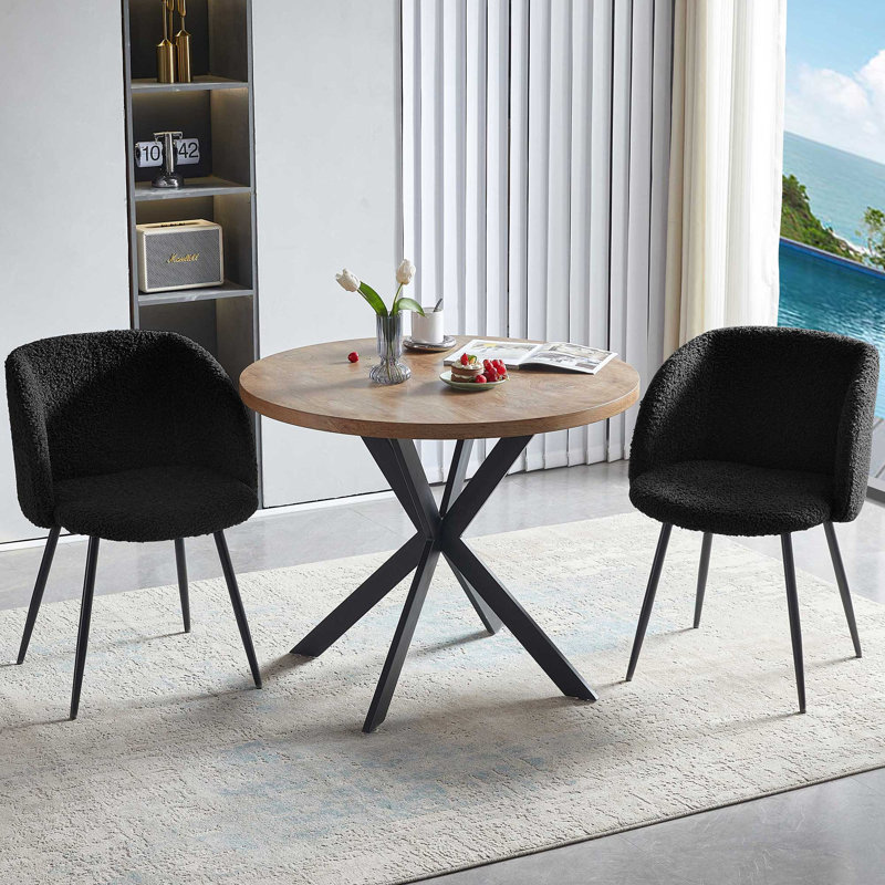 Carlisle Round Pedestal Dining Table Set, 3 Pieces: Table, 2 Chairs