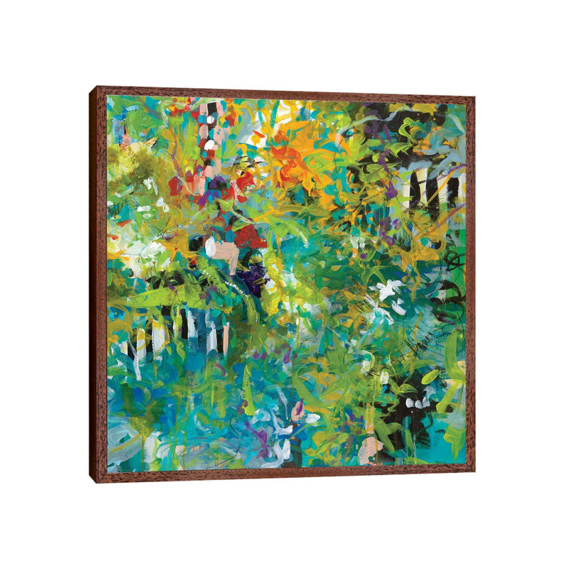 Garden Gate by Jan Weiss - Painting on Canvas, Classic Brown Wood Framed Canvas, 93.98 cm H x 93.98 cm W