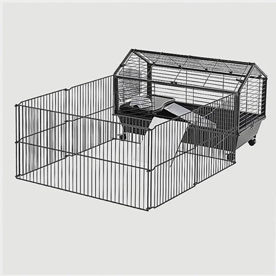 Rolling Metal Small Animal Hutch Cage,Small Pet Hutch,Spacious Pet House